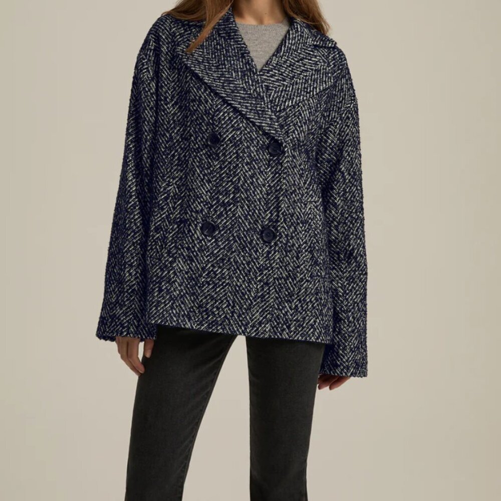 Favorite Daughter Peacoat Oversized‎ Herringbone Navy XL
